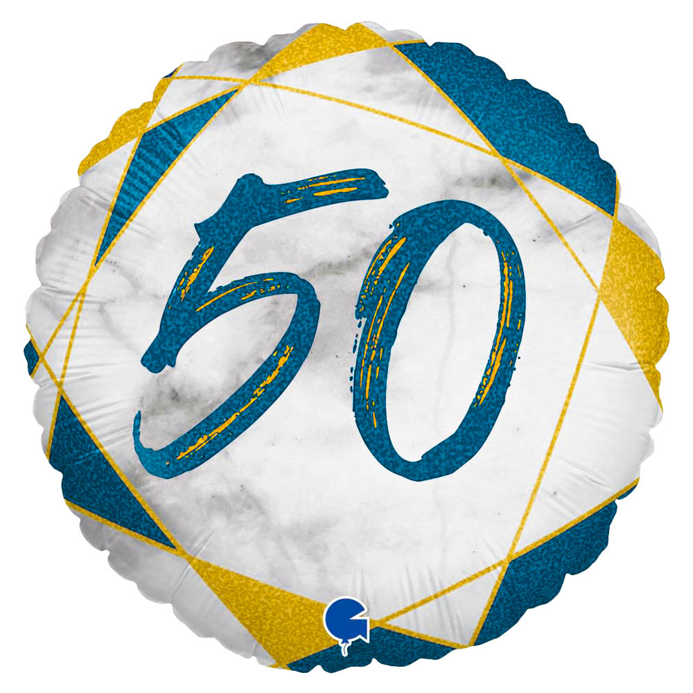 Läs mer om Marble 50 Holografisk Ballong Mörkblå