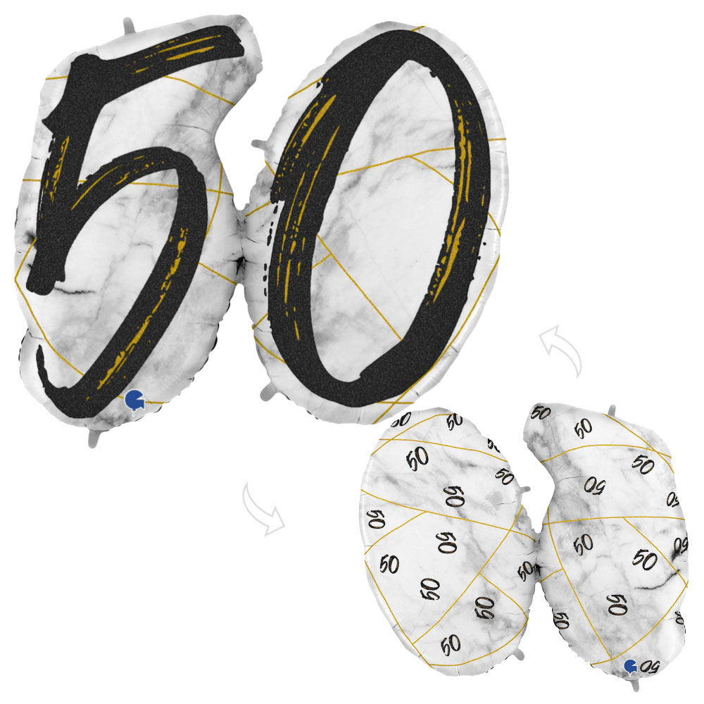 Läs mer om Marble 50 Holografisk Sifferballong Svart