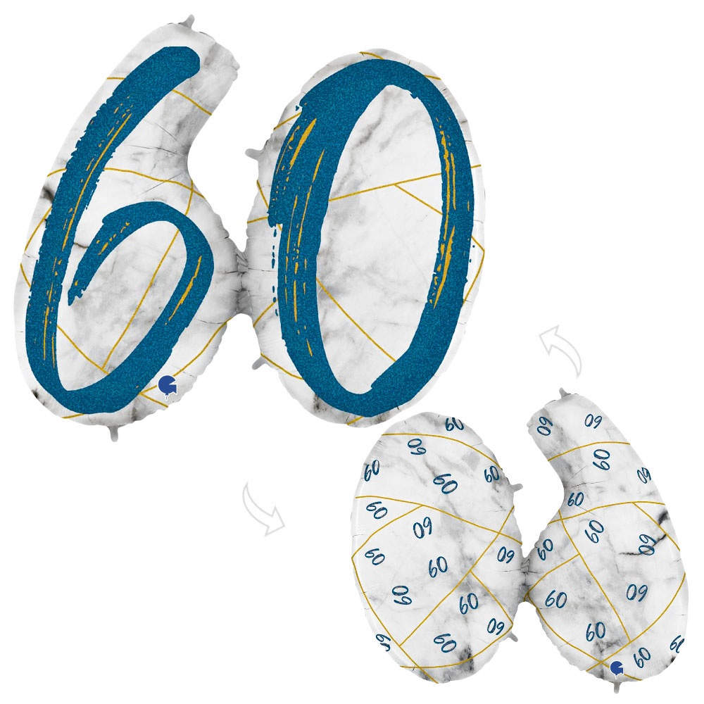 Marble 60 Holografisk Ballongsiffra Mörkblå