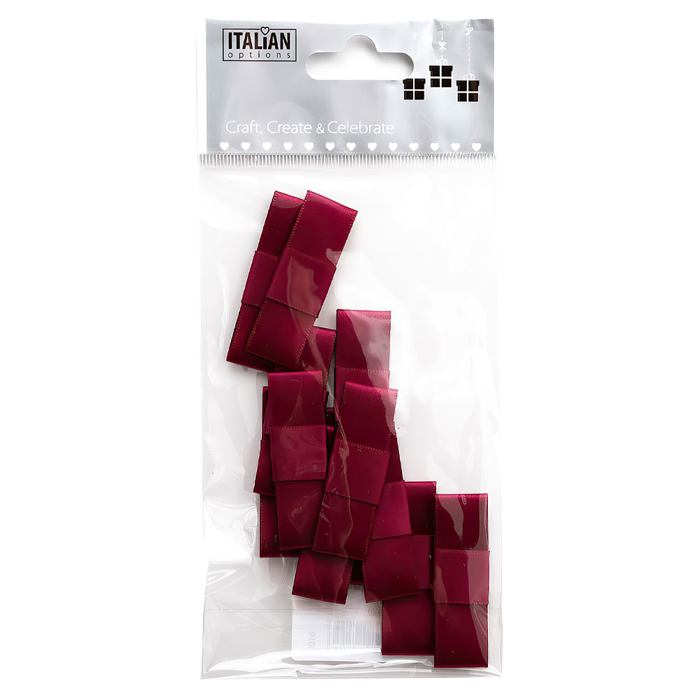 Mini Satinrosetter Burgundy