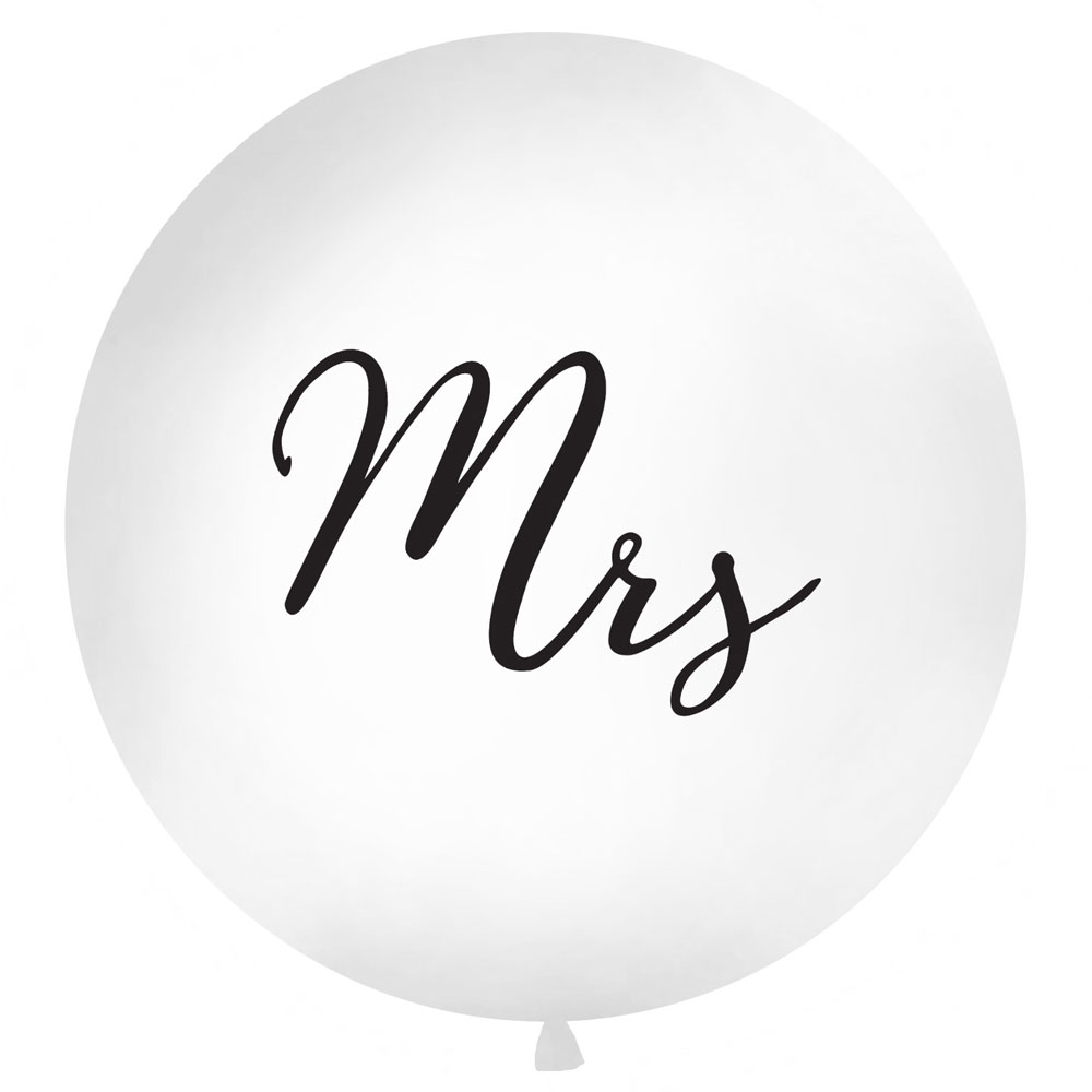 Läs mer om Mrs Gigantisk Latexballong Vit och Svart