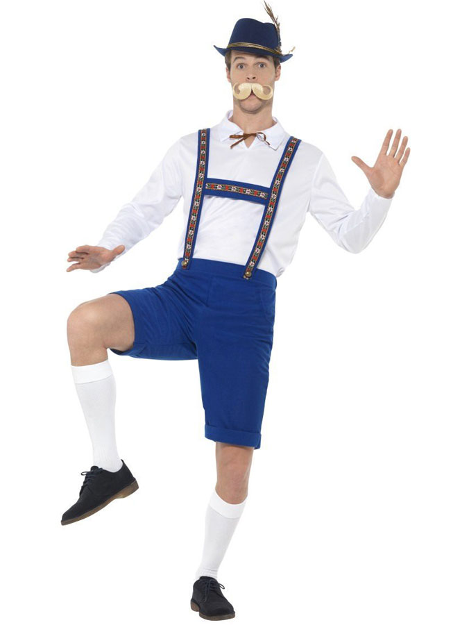 Oktoberfest Lederhosen Dräkt Blå (Medium)