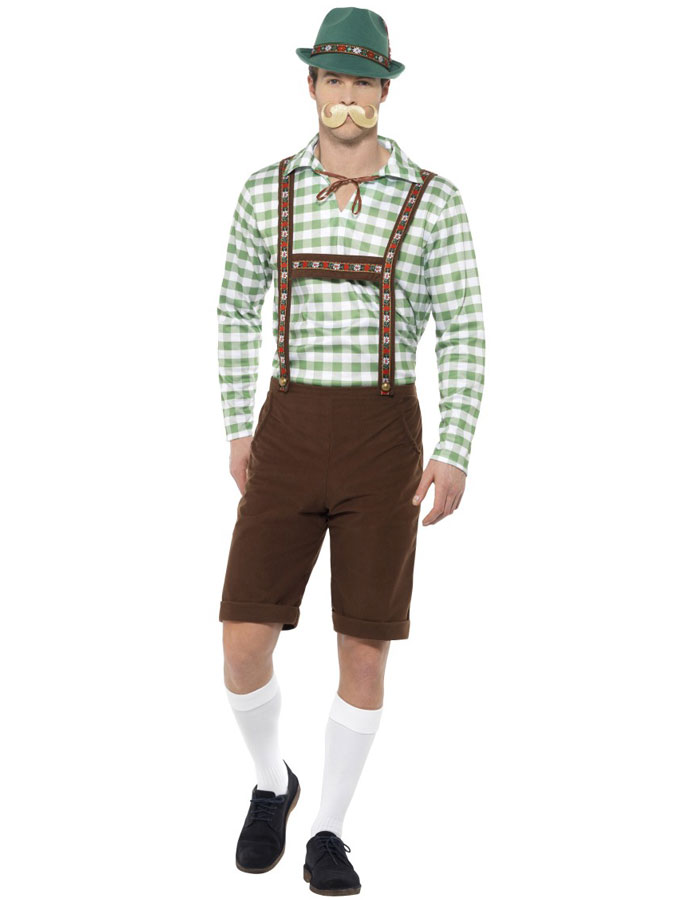 Oktoberfest Lederhosen Dräkt Grön & Brun (Medium)