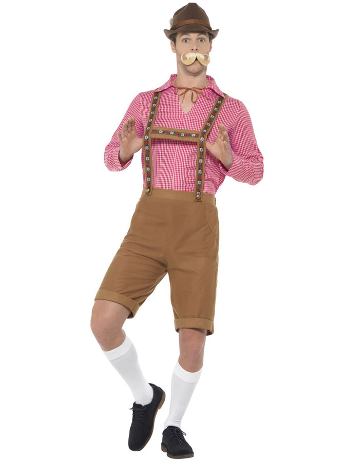 Läs mer om Oktoberfest Lederhosen Dräkt Ljusbrun