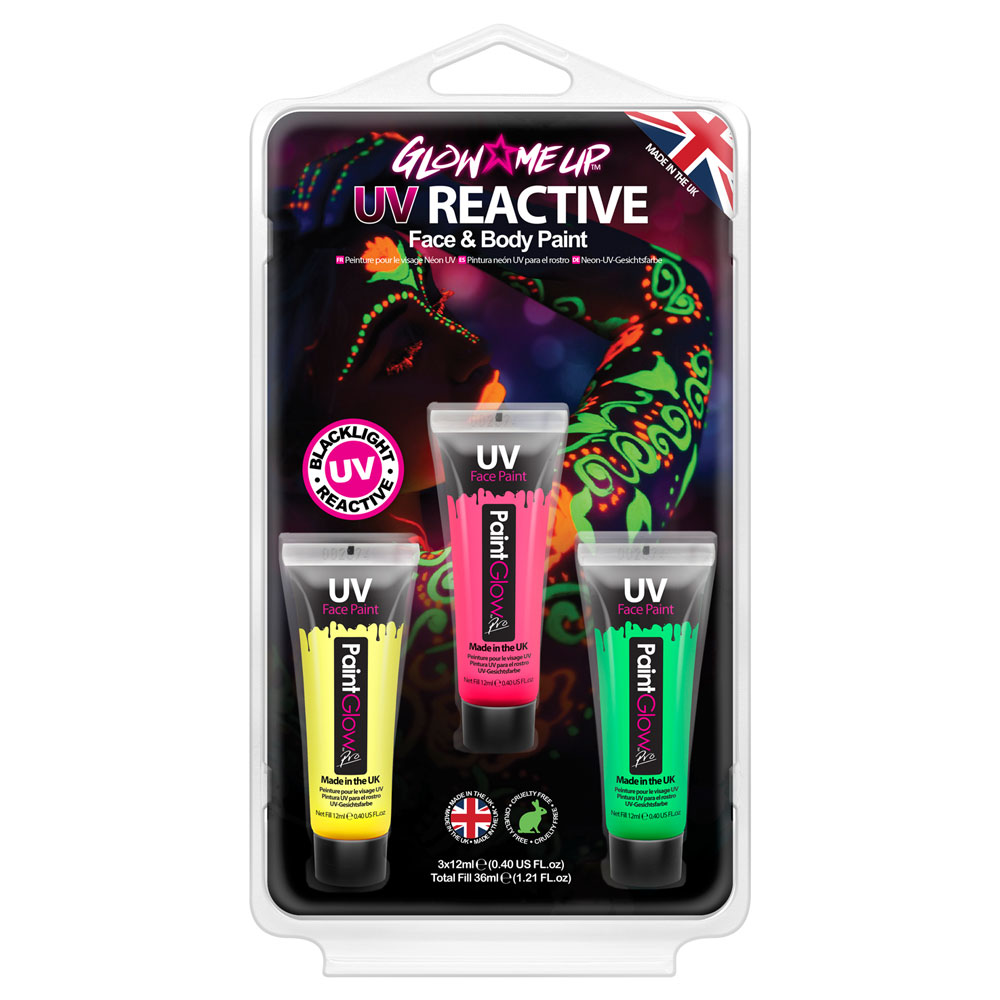 PaintGlow UV Självlysande Färg 3-pack