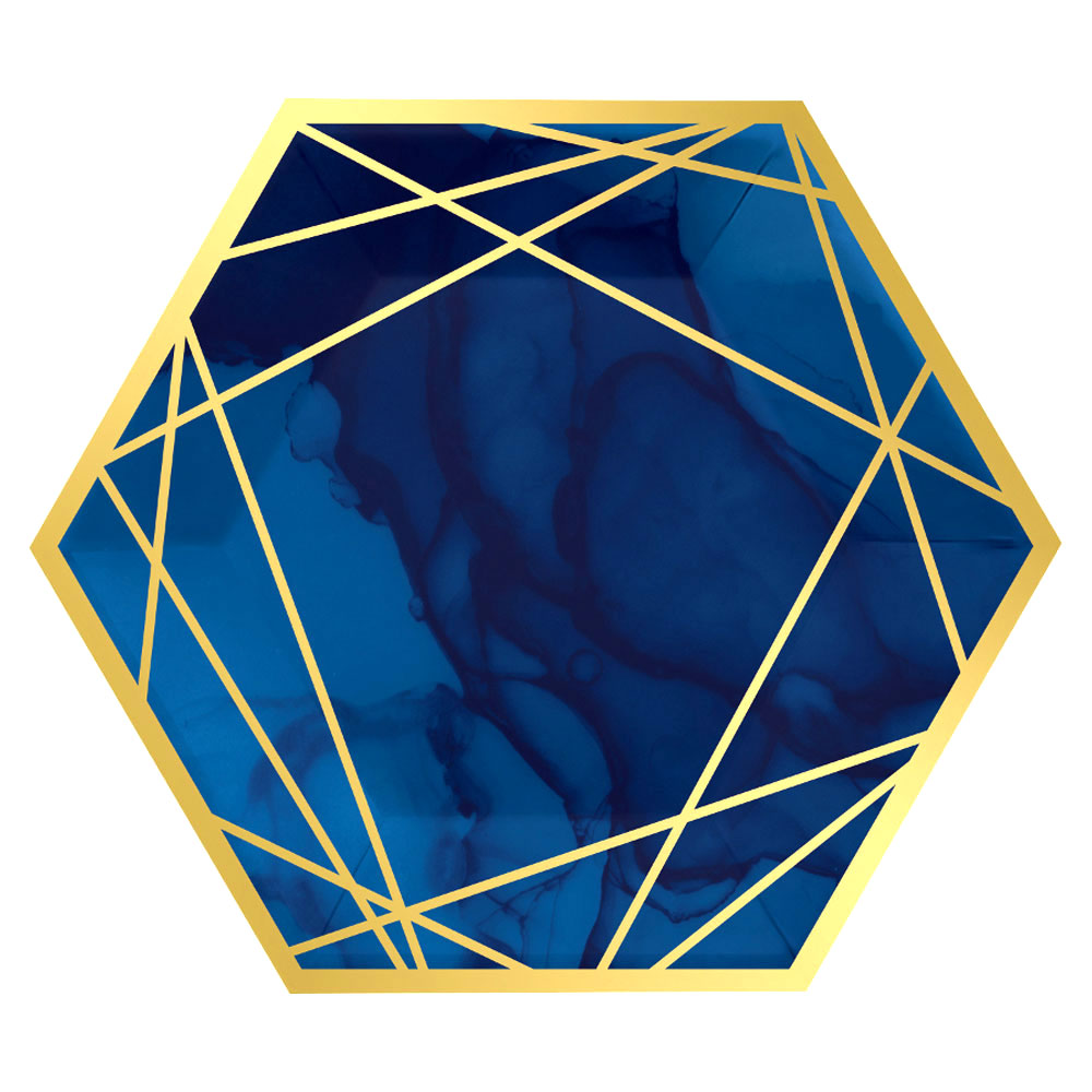 Läs mer om Papptallrikar Geometrisk Marinblå