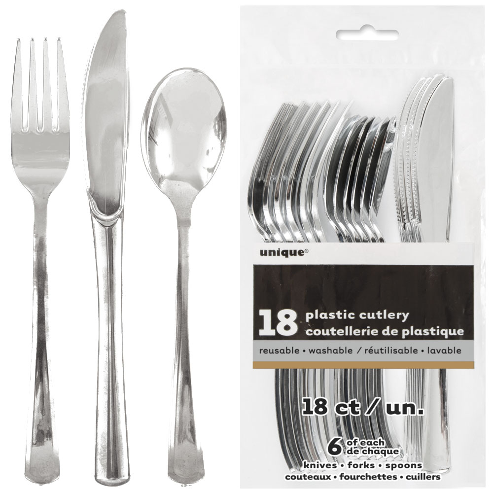 Plastbestick Set Silver