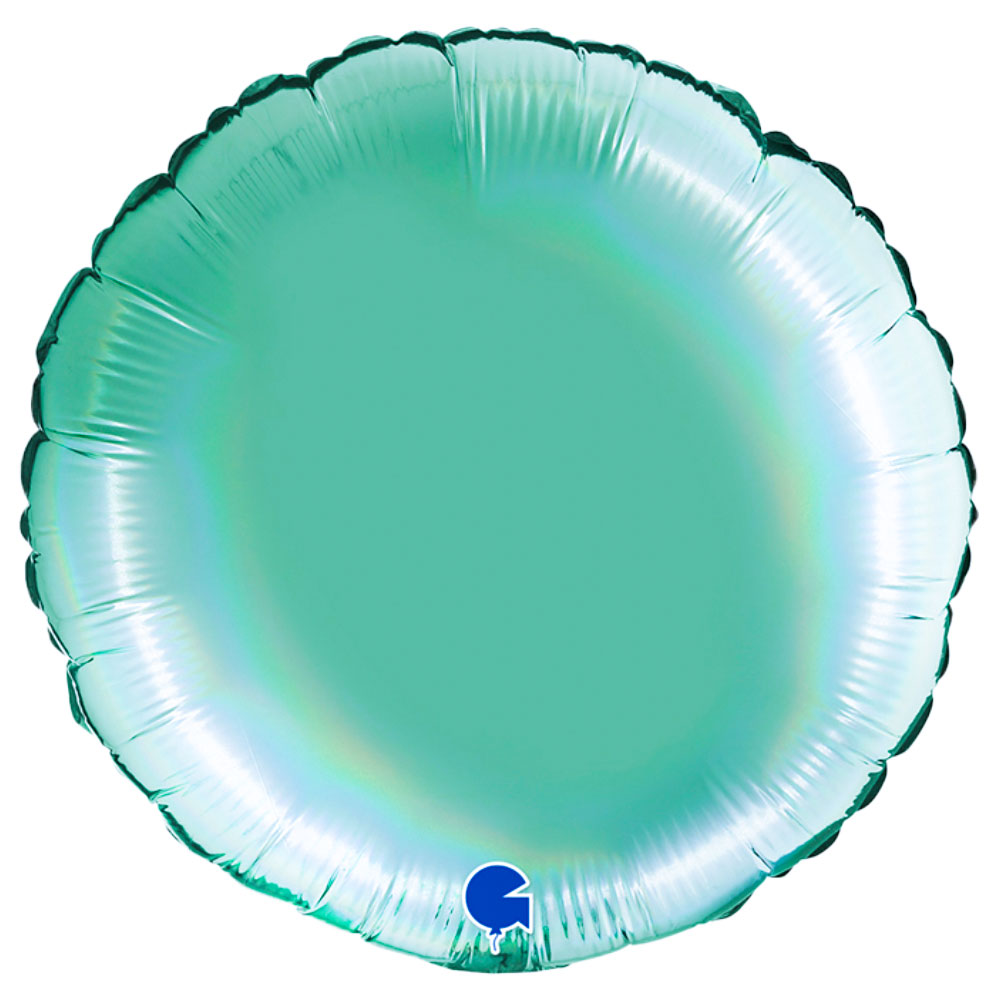 Läs mer om Rund Folieballong Holografisk Platinum Tiffany