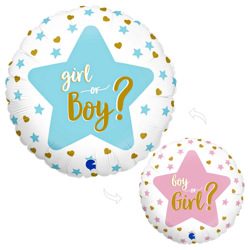 Rund Girl or Boy Folieballong | Festartiklar//Ballonger//Folieballonger//Baby Shower//Heliumballonger//KALASTEMAN//Baby Shower Dekoration//Baby Shower Ballonger | PartyOutlet