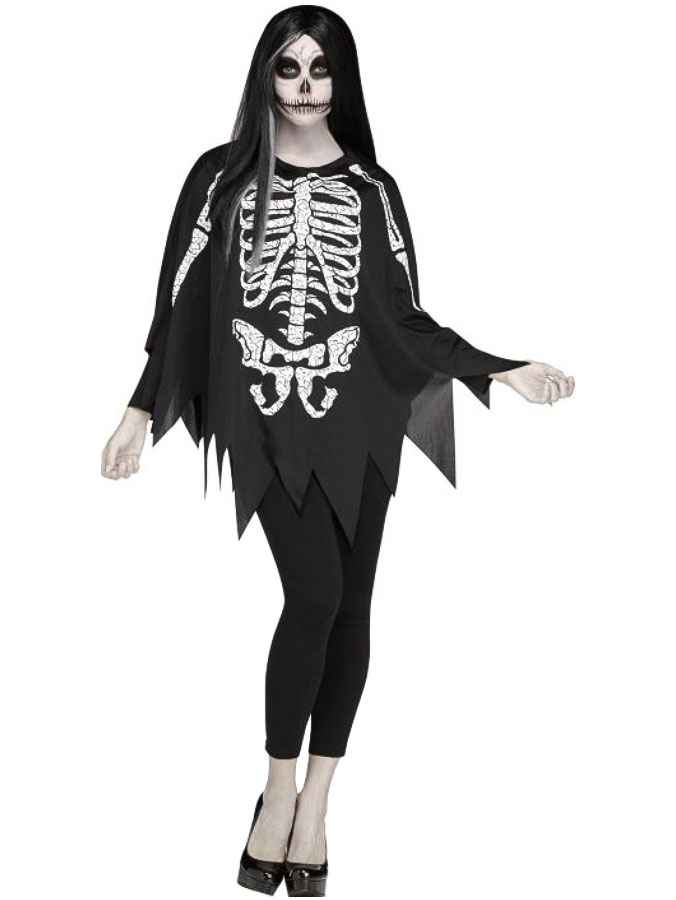 Skelett Poncho Svart