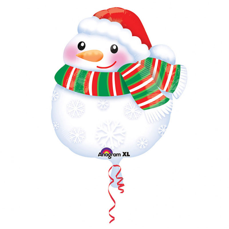 Läs mer om Snögubbe med Tomteluva Folieballong