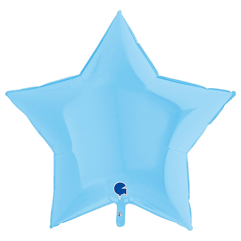 Läs mer om Stor Folieballong Stjärna Matt Pastell Blå