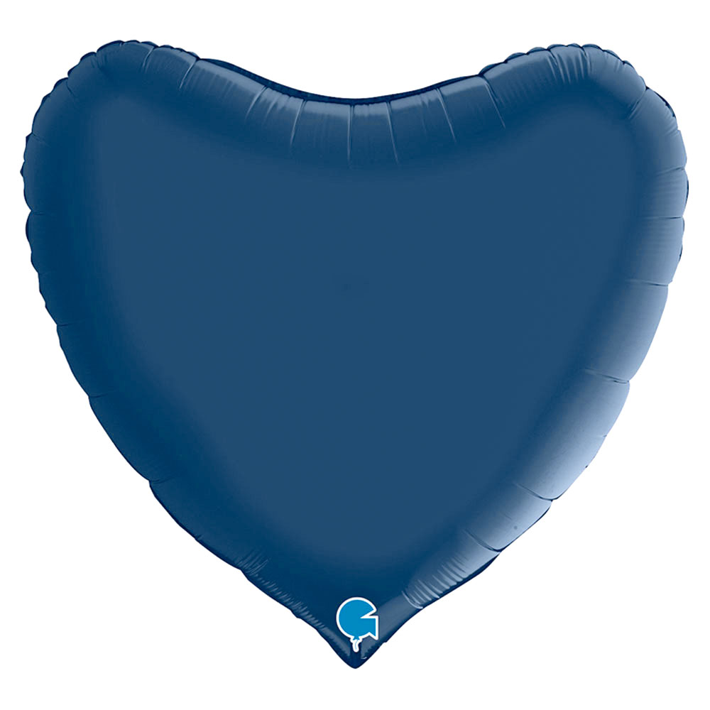 Läs mer om Stor Hjärtballong Satin Navy Blå