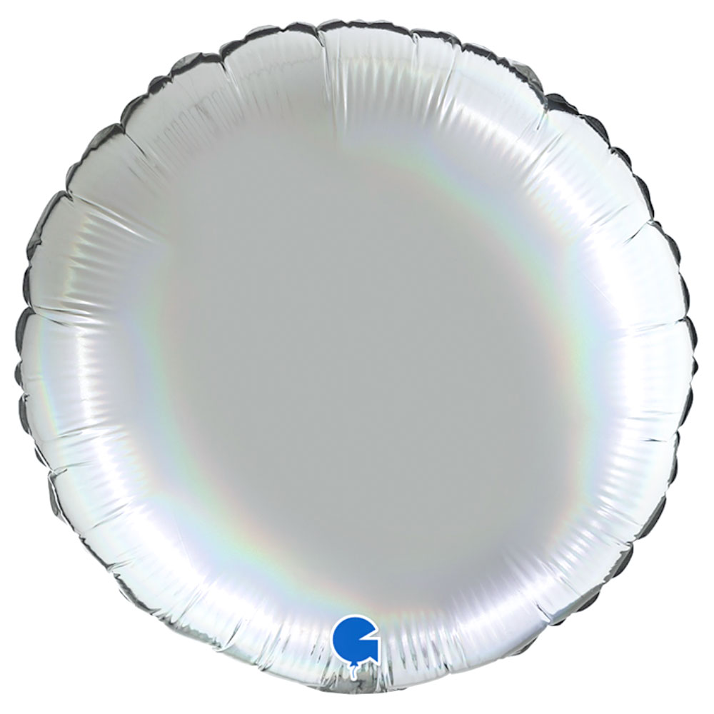 Läs mer om Stor Rund Folieballong Holografisk Platinum Pure