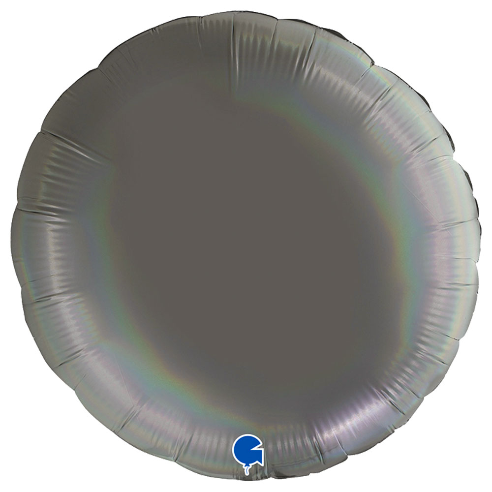 Läs mer om Stor Rund Folieballong Platinum Grå