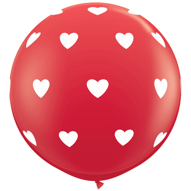 Gigantisk Rund Ballong med Hjärtan