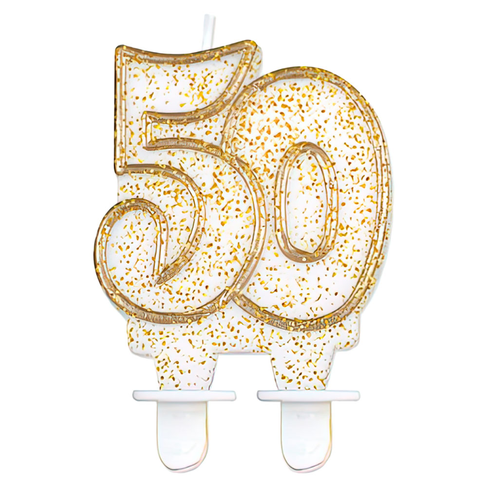 Tårtljus 50 år Glitter