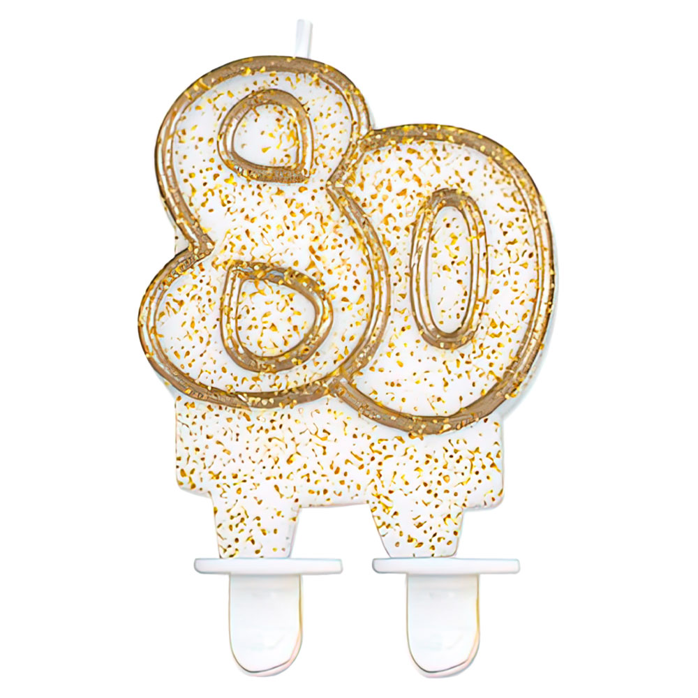 Läs mer om Tårtljus 80 år Glitter