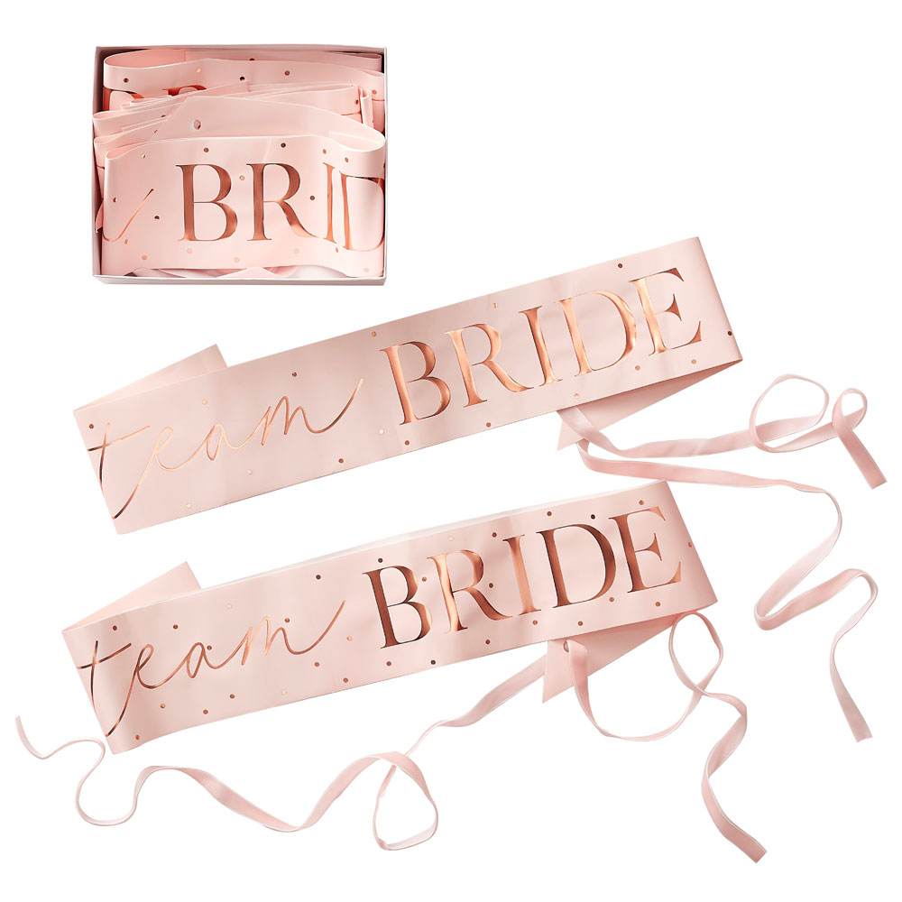 Team Bride Sash Pastell Ljusrosa