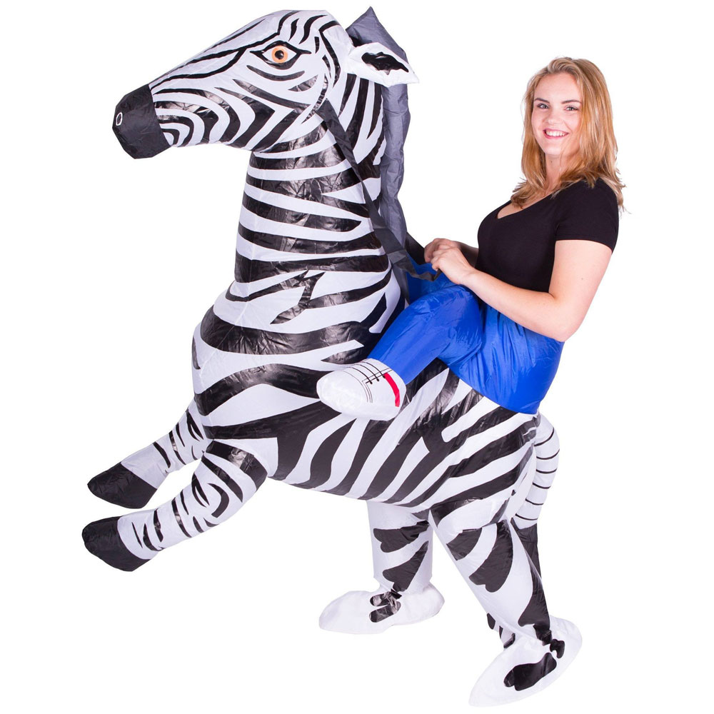 Uppblåsbar Ridande Zebra Maskeraddräkt