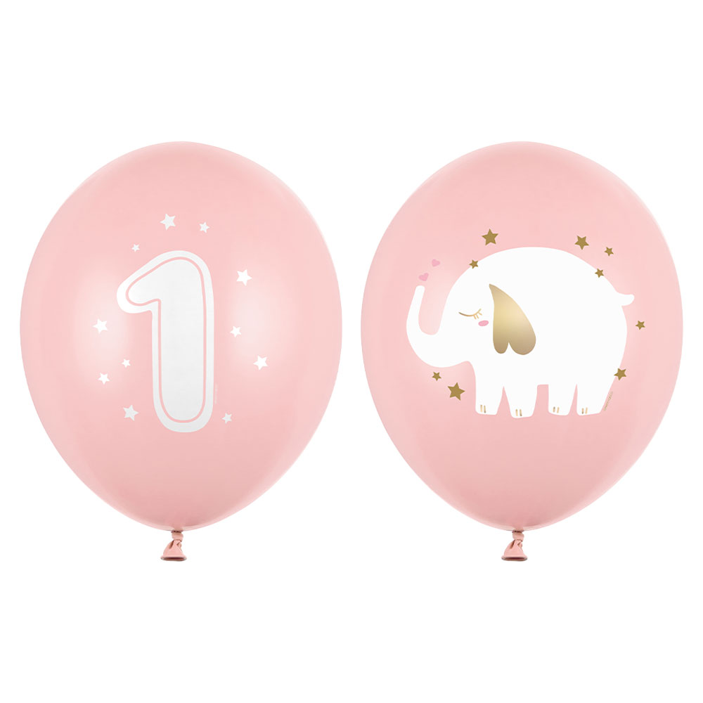 Läs mer om 1 Års Latexballonger Elefant Ljusrosa 50-pack