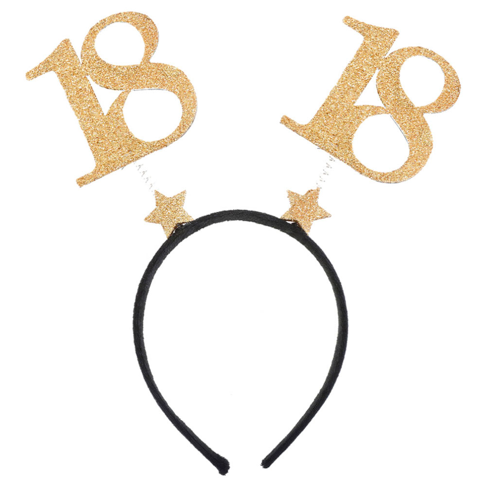 18 Års Diadem Glitter Guld