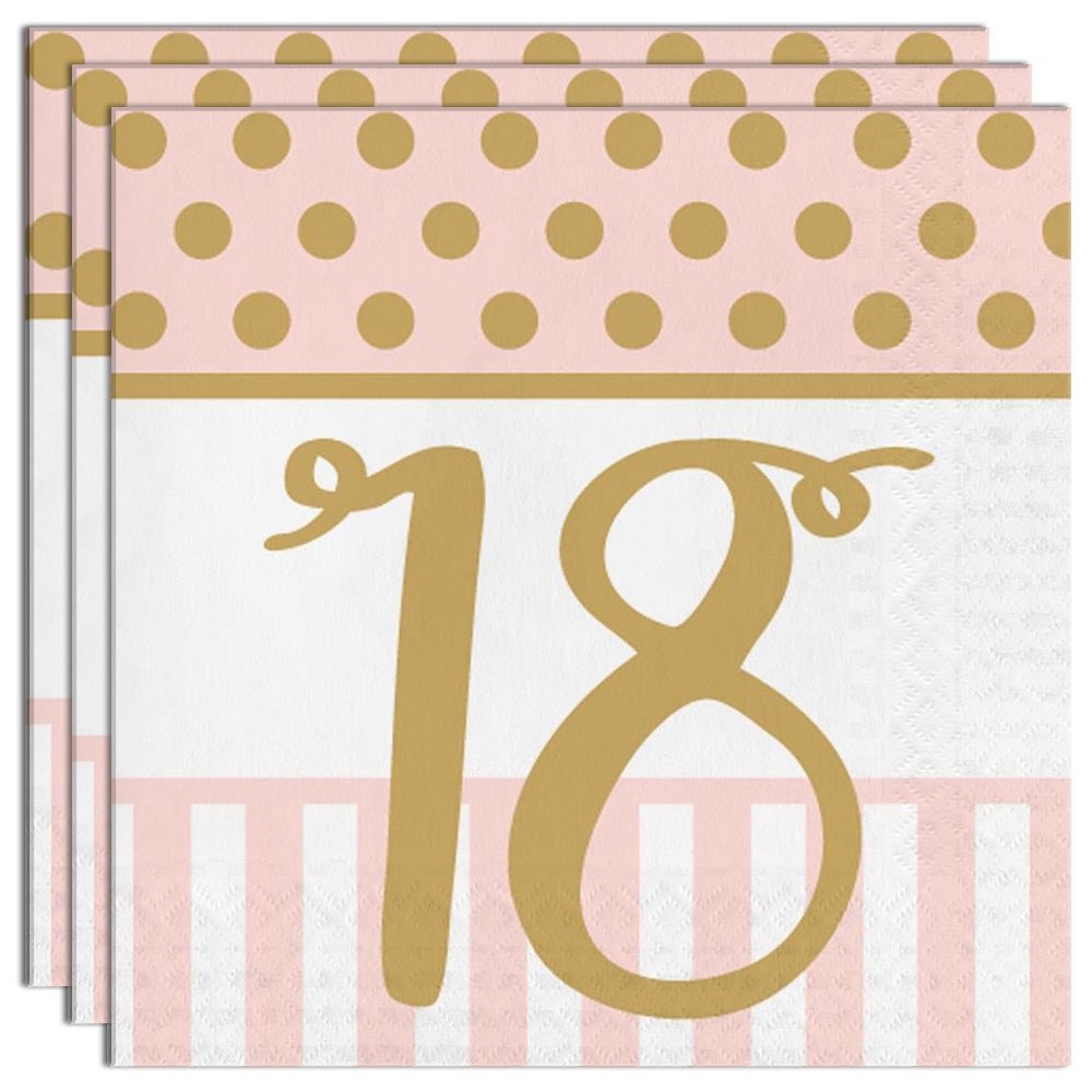 18 Års Servetter Pink Chic