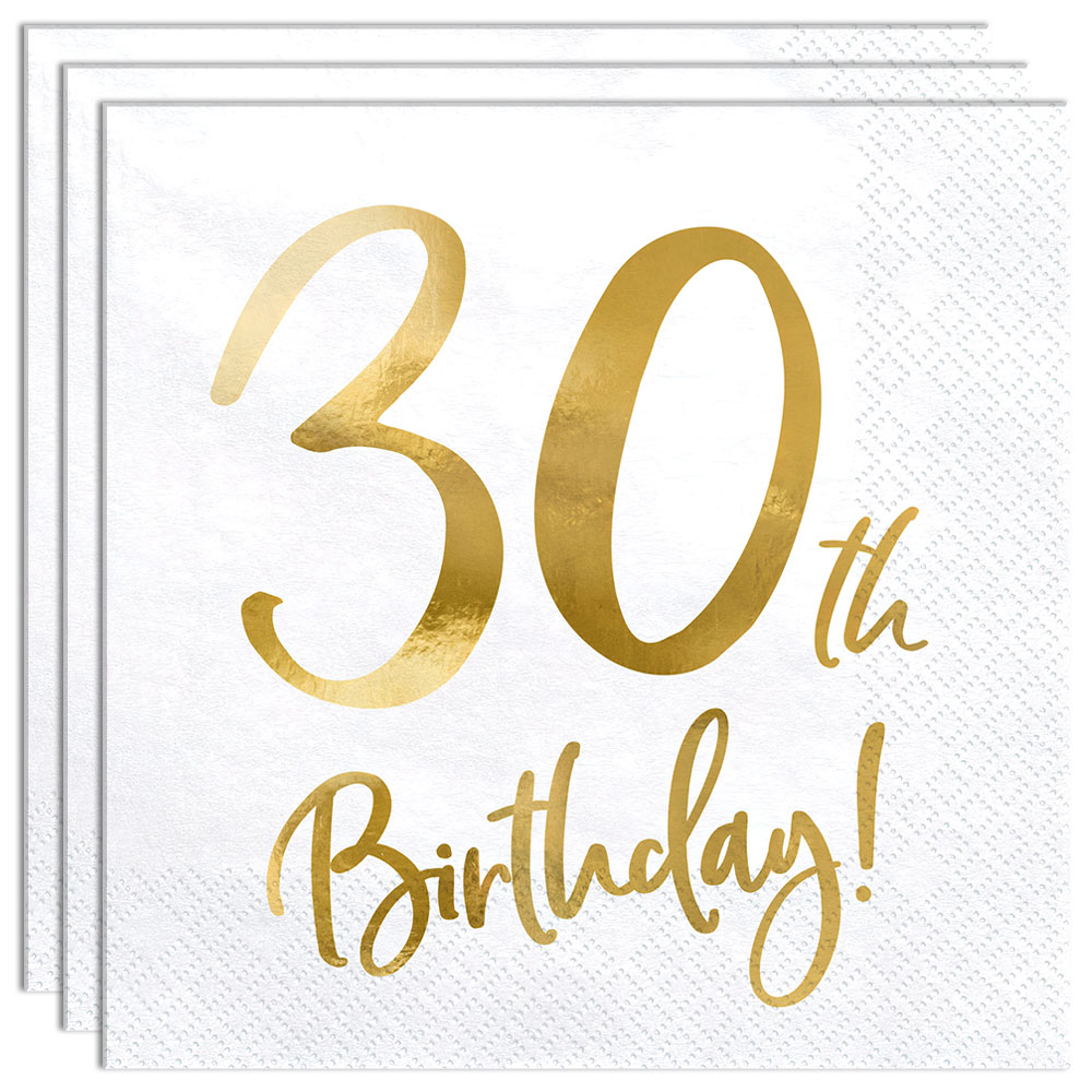 30th Birthday Servetter Guld | Festartiklar//Dukning//Guld//Festteman//Servetter//Födelsedagsfest//KALASTEMAN//Glitter och Glamour Tema//Färgteman//30 års fest | PartyOutlet