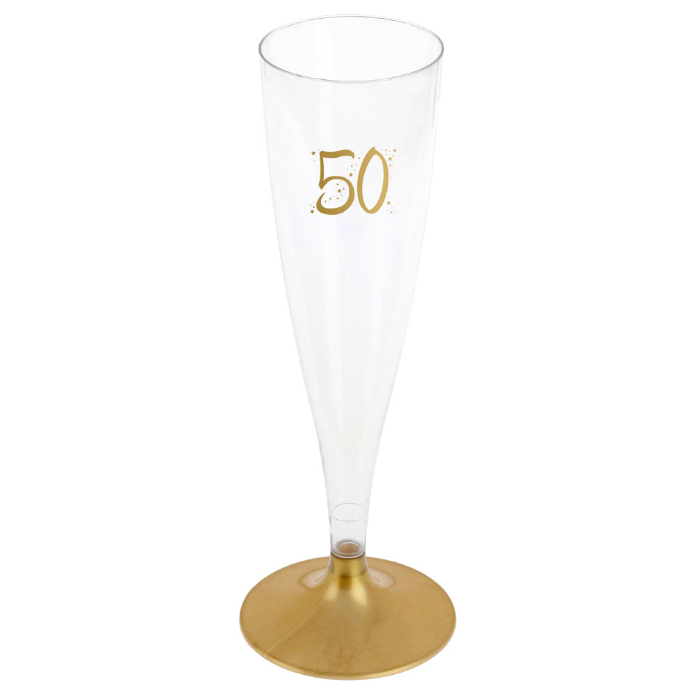 50-års Champagneglas Flergångs Guld | Festartiklar//Dukning//Guld//Engångsmuggar & Glas//Födelsedagsfest//KALASTEMAN//50 års fest//Färgteman | PartyOutlet