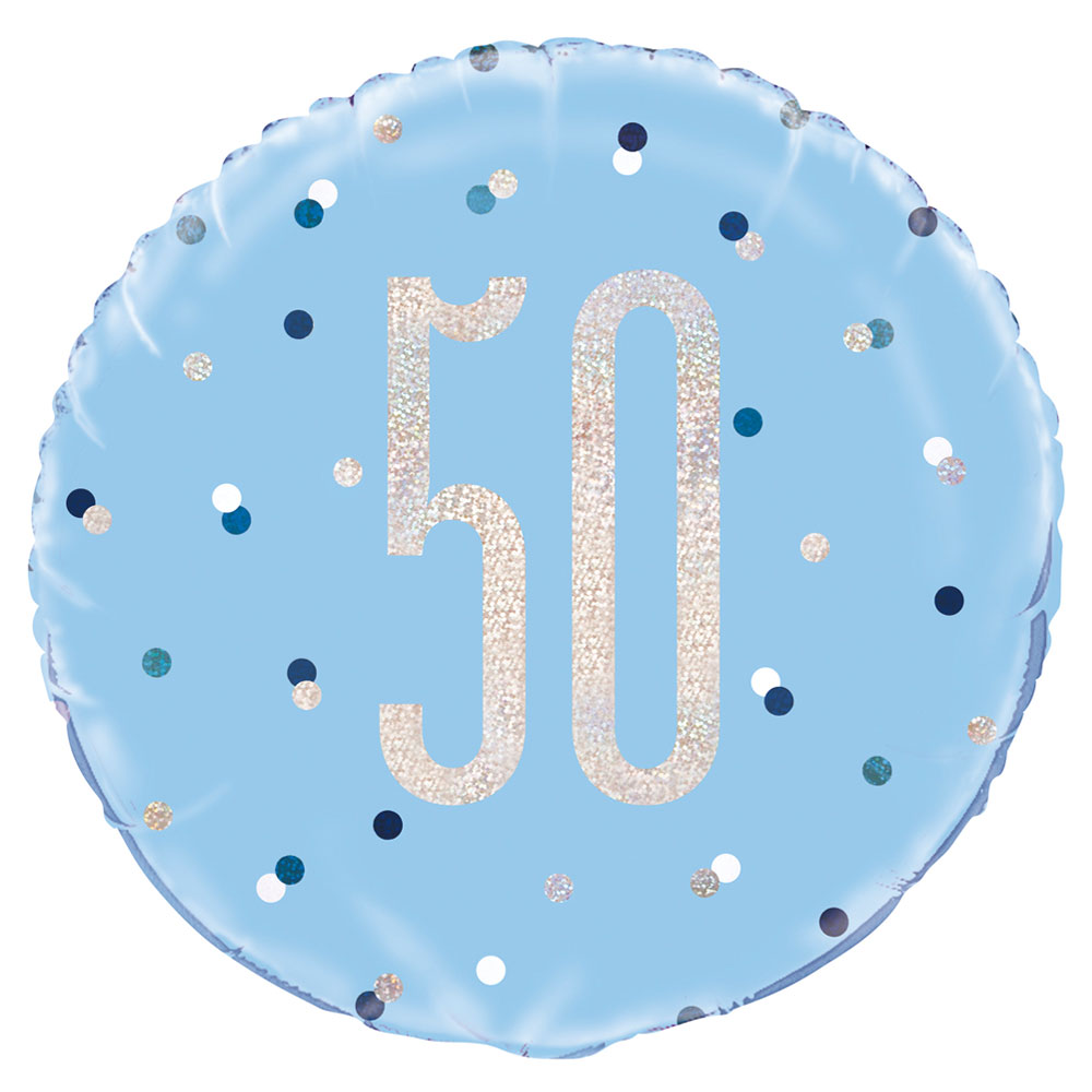 Läs mer om 50 Års Folieballong Blå & Silver