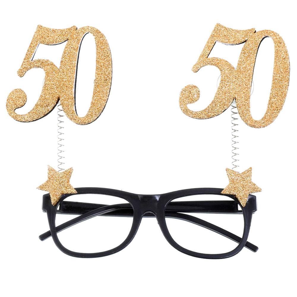 Läs mer om 50 Års Glasögon Glitter Guld
