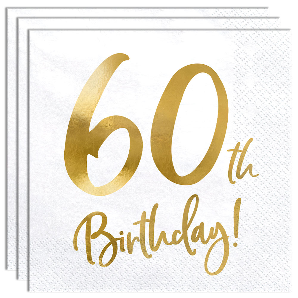 Läs mer om 60th Birthday Servetter Guld