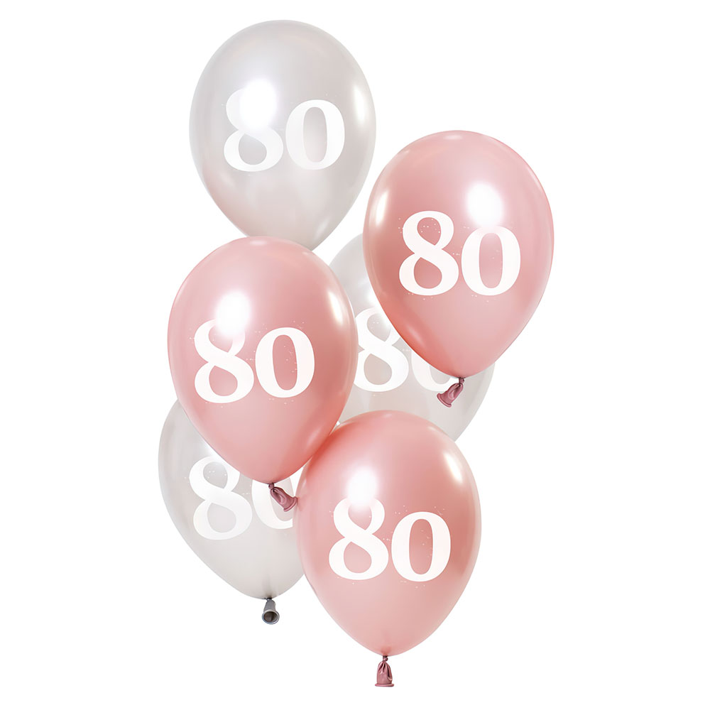 80-års Ballonger Rosa & Silver