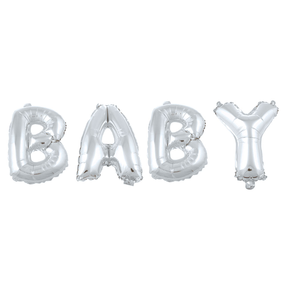 Läs mer om Baby Bokstavsballonger Silver