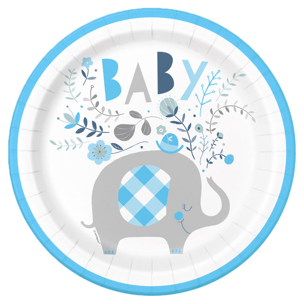 Läs mer om Babyshower Papptallrikar Elefant Blå