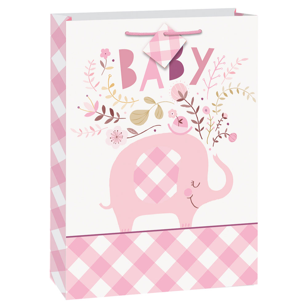 Babyshower Presentpåse Elefant Rosa