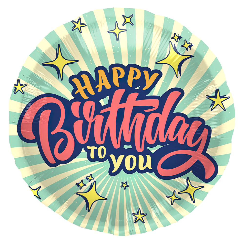 Ballong Happy Birthday To You Stjärnor | Festartiklar//Dekoration//Ballonger//Folieballonger//Heliumballonger//Födelsedagsballonger | PartyOutlet
