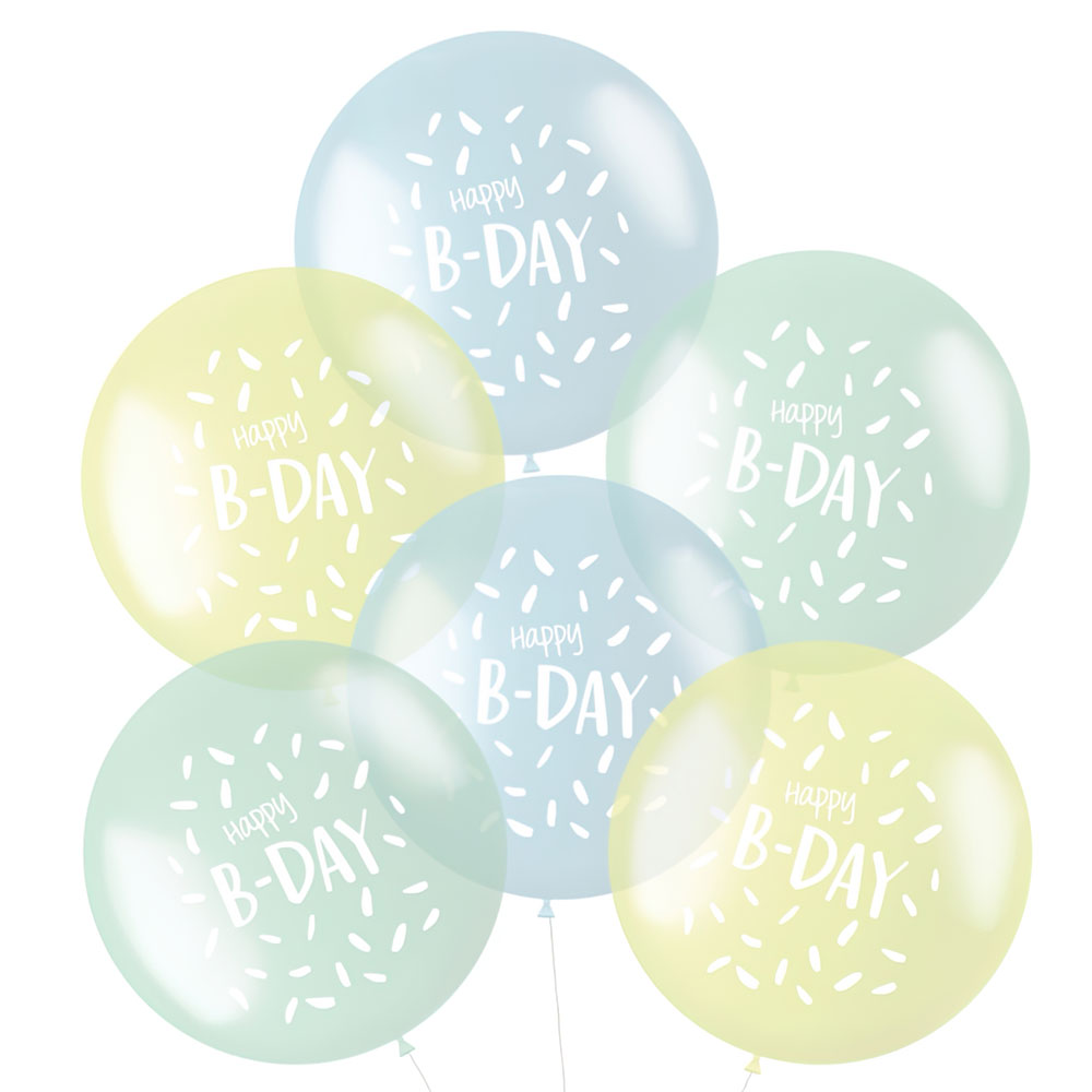 Ballonger Happy B-Day Pastell Mix Blå