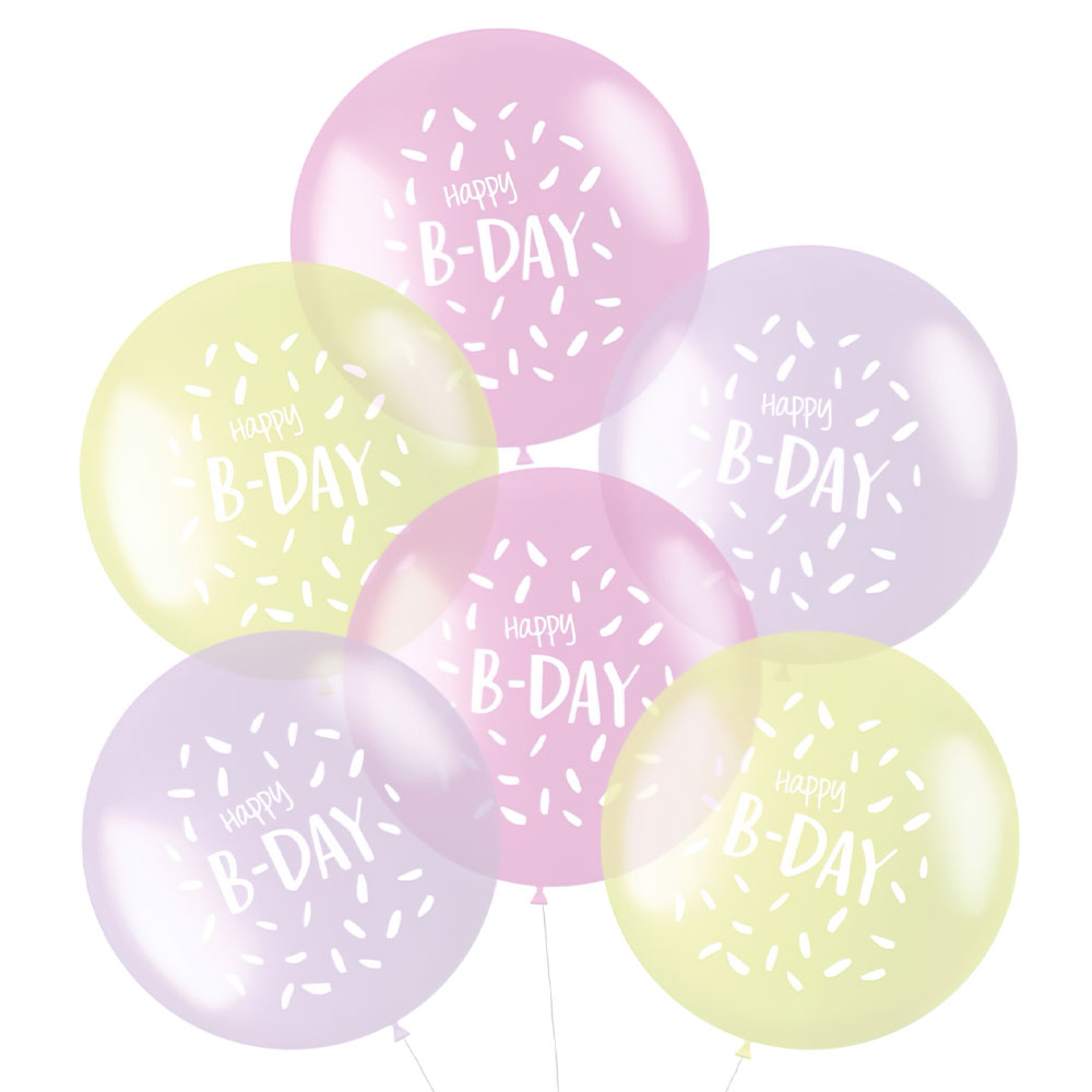 Ballonger Happy B-Day Pastell Mix Rosa
