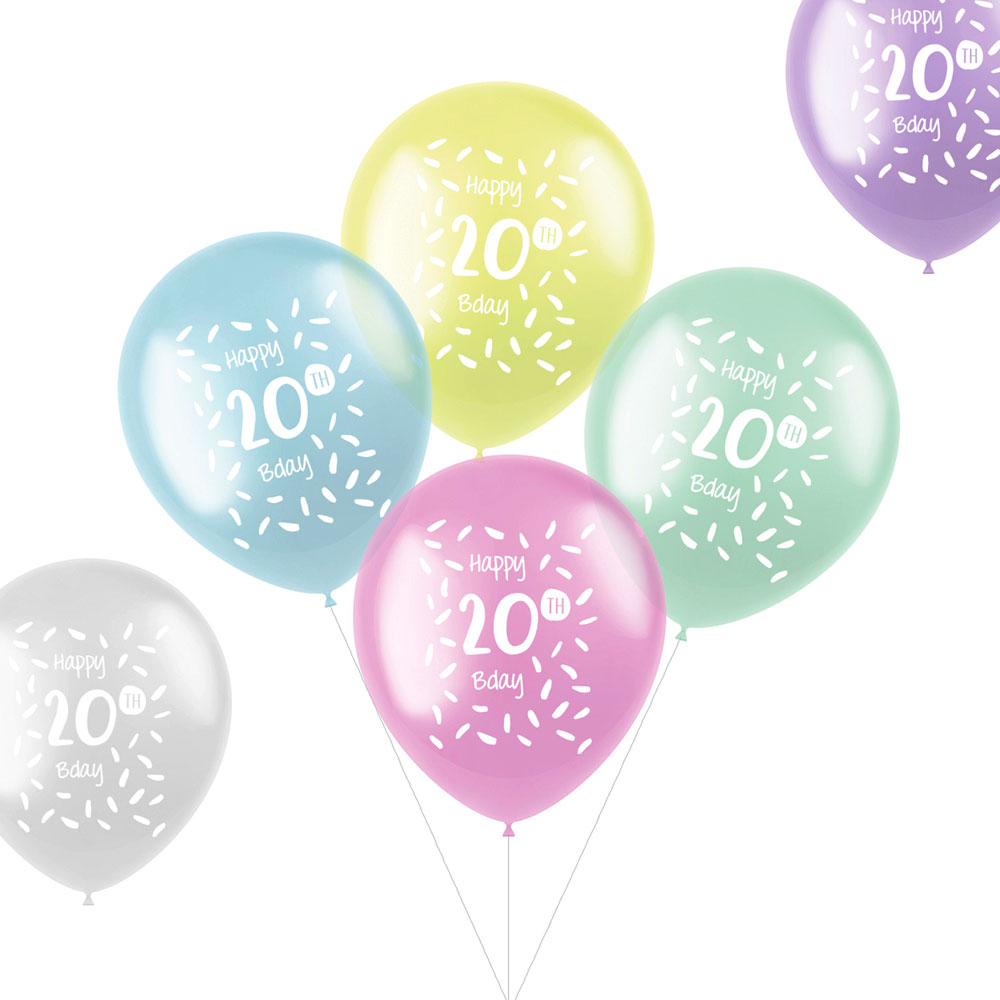 Läs mer om Ballonger Pastell Happy Bday 20