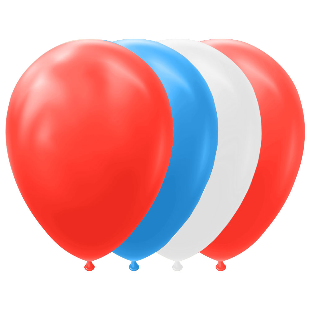 Läs mer om Ballongmix Röd/Vit/Blå 10-pack