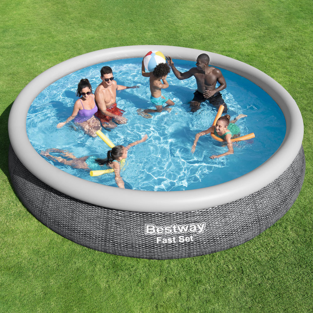 Läs mer om Bestway Uppblåsbar Pool med Filter Fast Set Grå 4 m