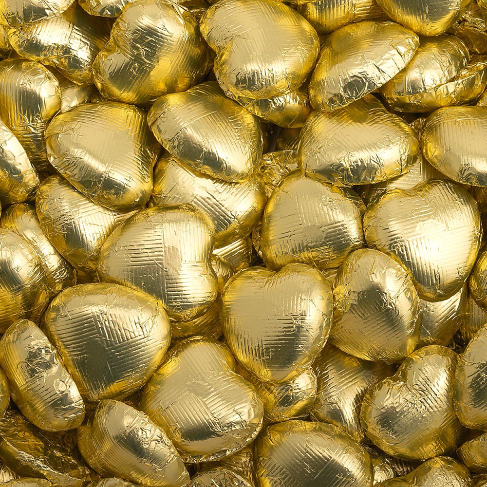 Läs mer om Chokladhjärtan i Guld Folie 1kg