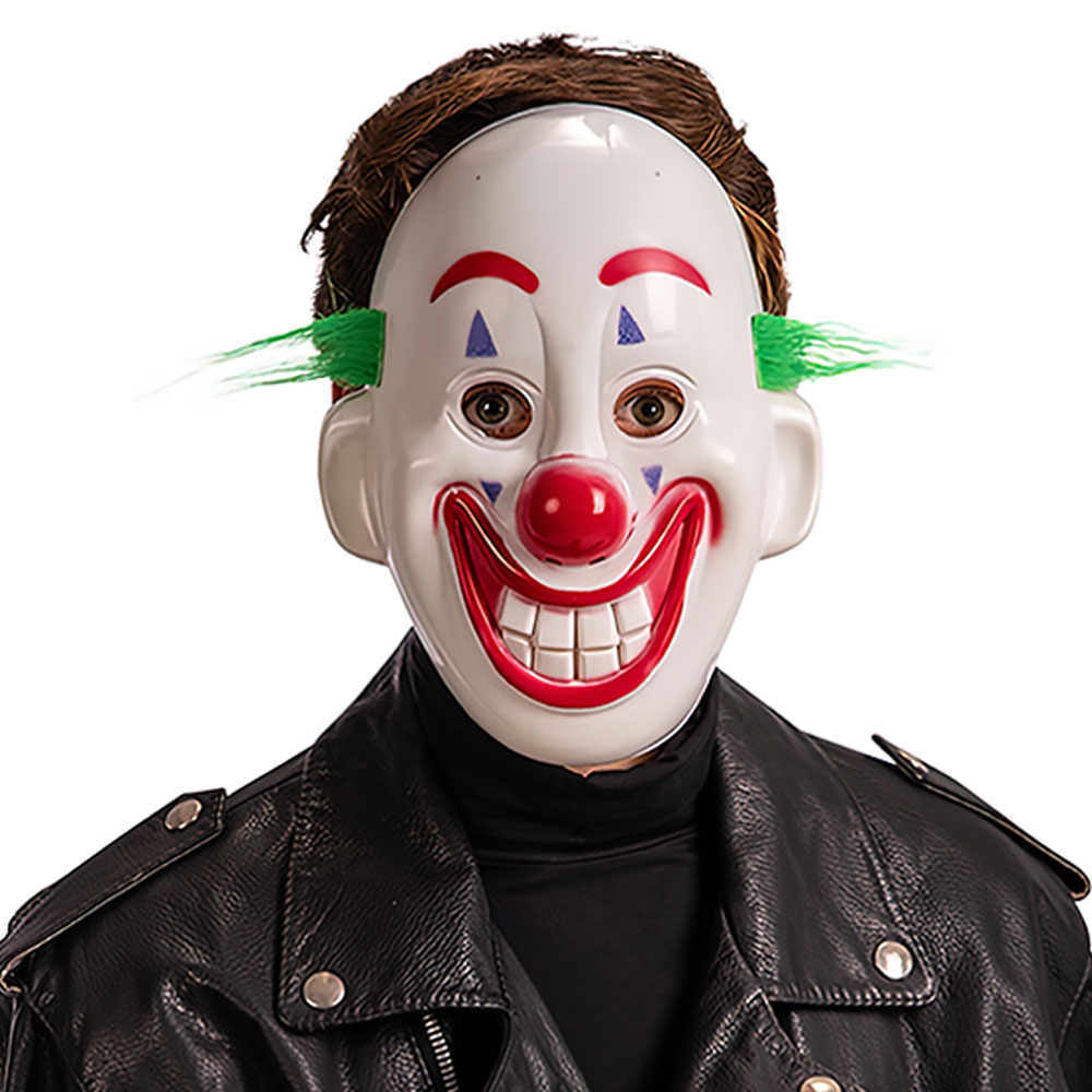Clown Mask med Grönt Hår