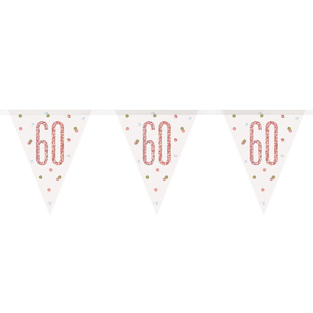 Flaggirlang 60 År Vit & Roséguld