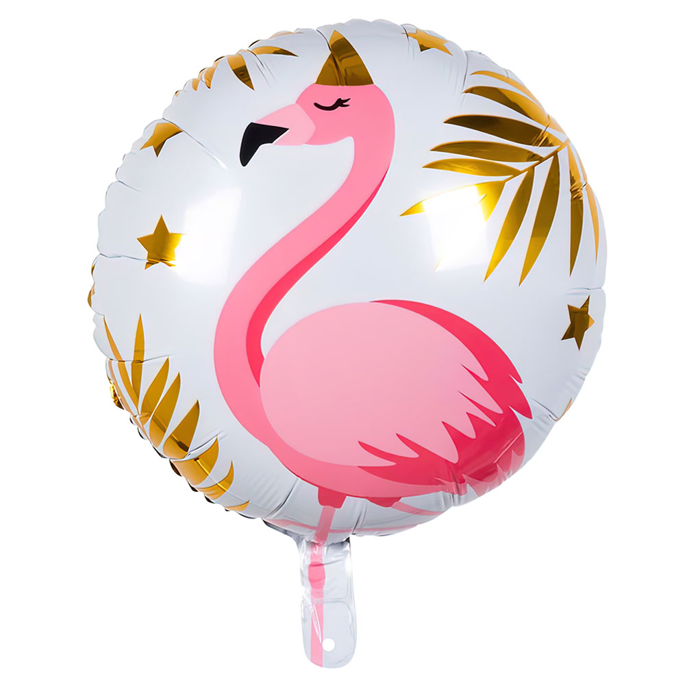 Läs mer om Folieballong Flamingo med Partyhatt