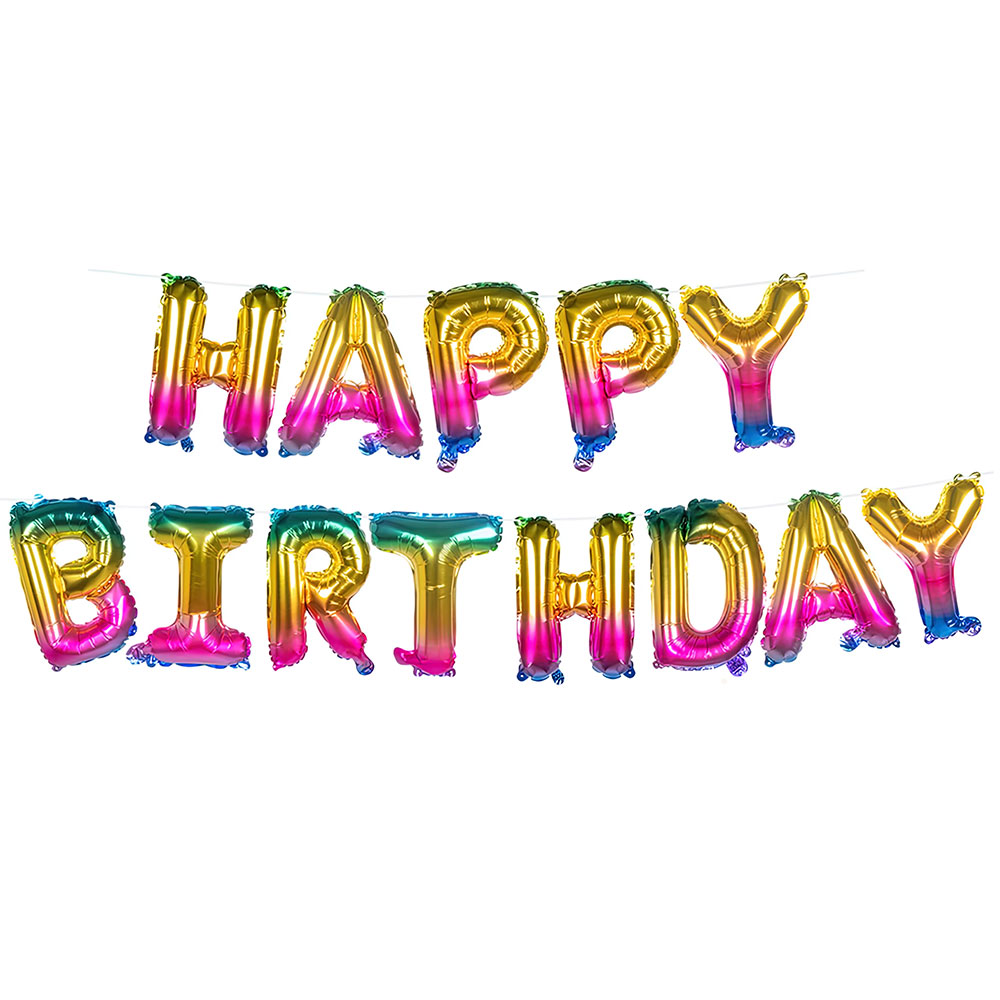 Läs mer om Folieballong Girlang Happy Birthday