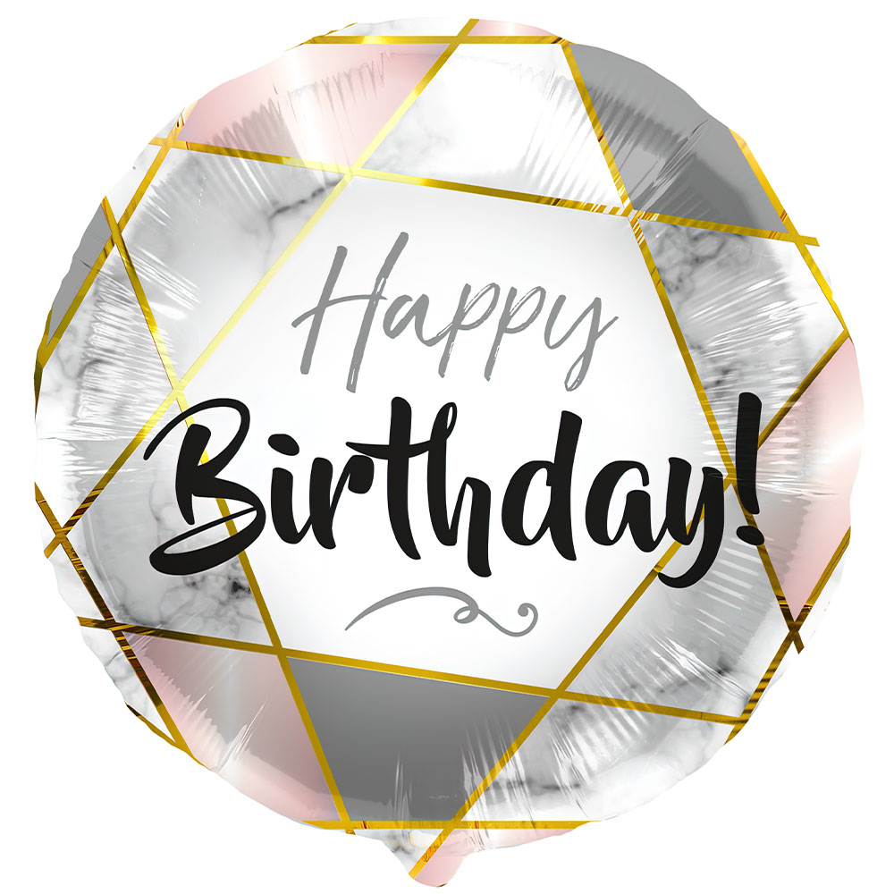 Läs mer om Folieballong Happy Birthday Marmor Stjärna