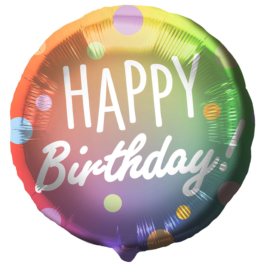Folieballong Happy Birthday Prickar Färg Mix
