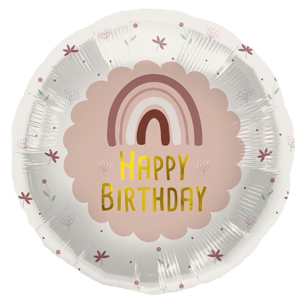 Läs mer om Folieballong Happy Birthday Regnbåge Rosa